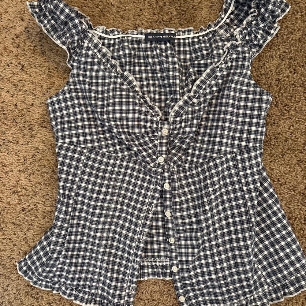 Brandy Melville Black and White gingham Women's Top